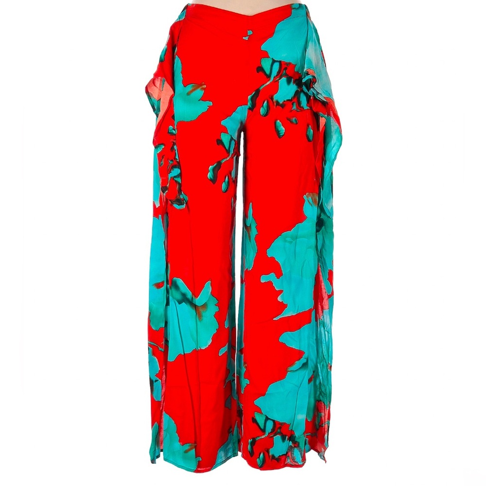 On the Road… Vibrant Patterned Flowy Cropped Pants Size M (Part of a Set)